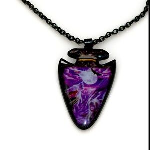 Wolf Howling Bear Eagle Moon Arrowhead Purple Pendant Spiritual Necklace